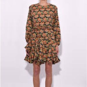 RHODE - Ella Dress Black Orange Lotus Floral - Size Medium
